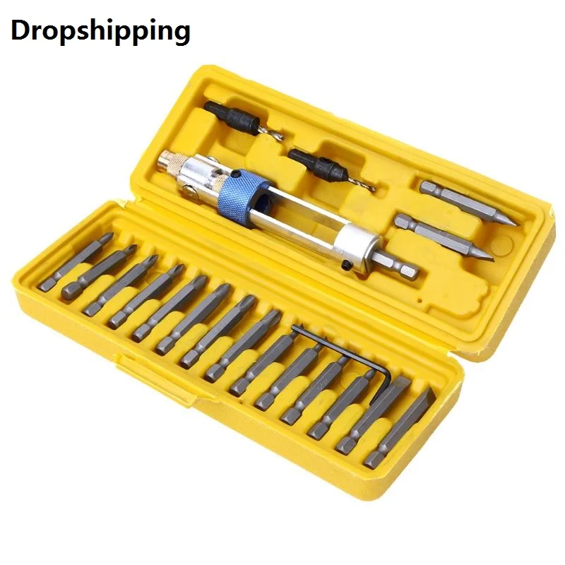 

20Pcs Half Time Drill Driver Multi Screwdriver Sets Updated Version 16 Head with Countersink Bits Allen Wrench Drilling Drill