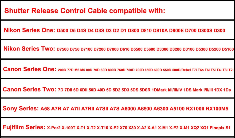 LYNCA проводной пульт дистанционного спуска затвора кабель управления для Canon Nikon sony FUJIFILM серии Аксессуары для студийной фотографии