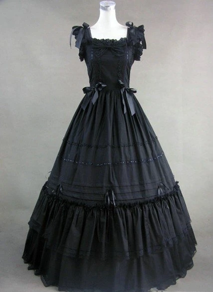 

Can be custom 2015 Retro Lace Black Cotton Sleeveless Renaissance Victorian Gothic Lolita Dress