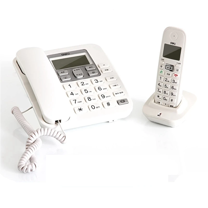 [Readstar] Deli 791 мать и сын Cordless Telephone Set офисные сигнализации телефон Идентификатор вызывающего абонента отображения записей время даты дисплей - Цвет: White