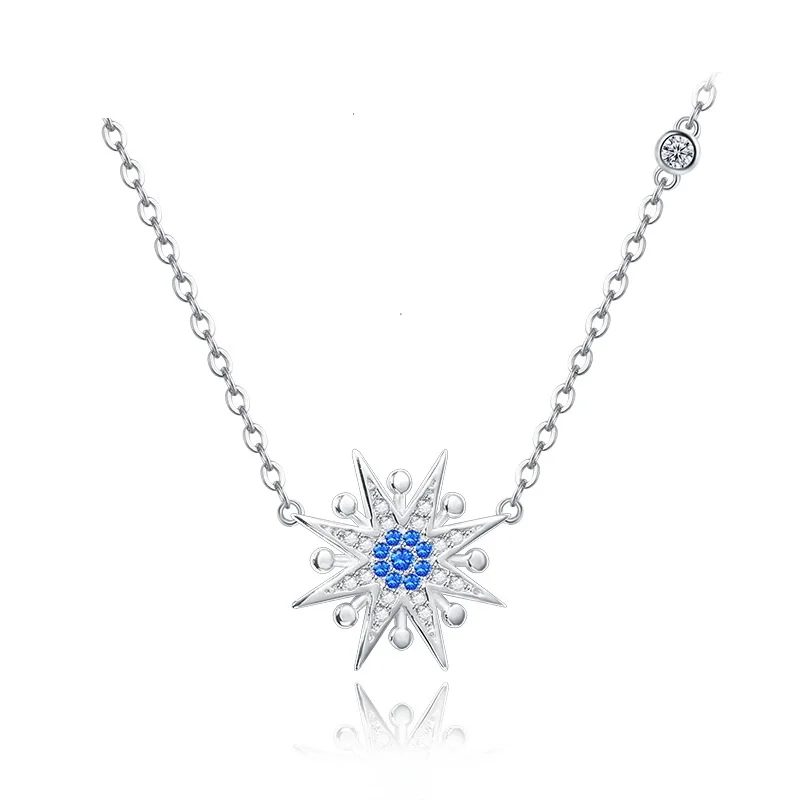 

Fine Jewelry Genuine 925 Sterling silver Star Moon Plum Blossom Pendant Korean Sun Necklace with Cross Chain Necklace Wholesale