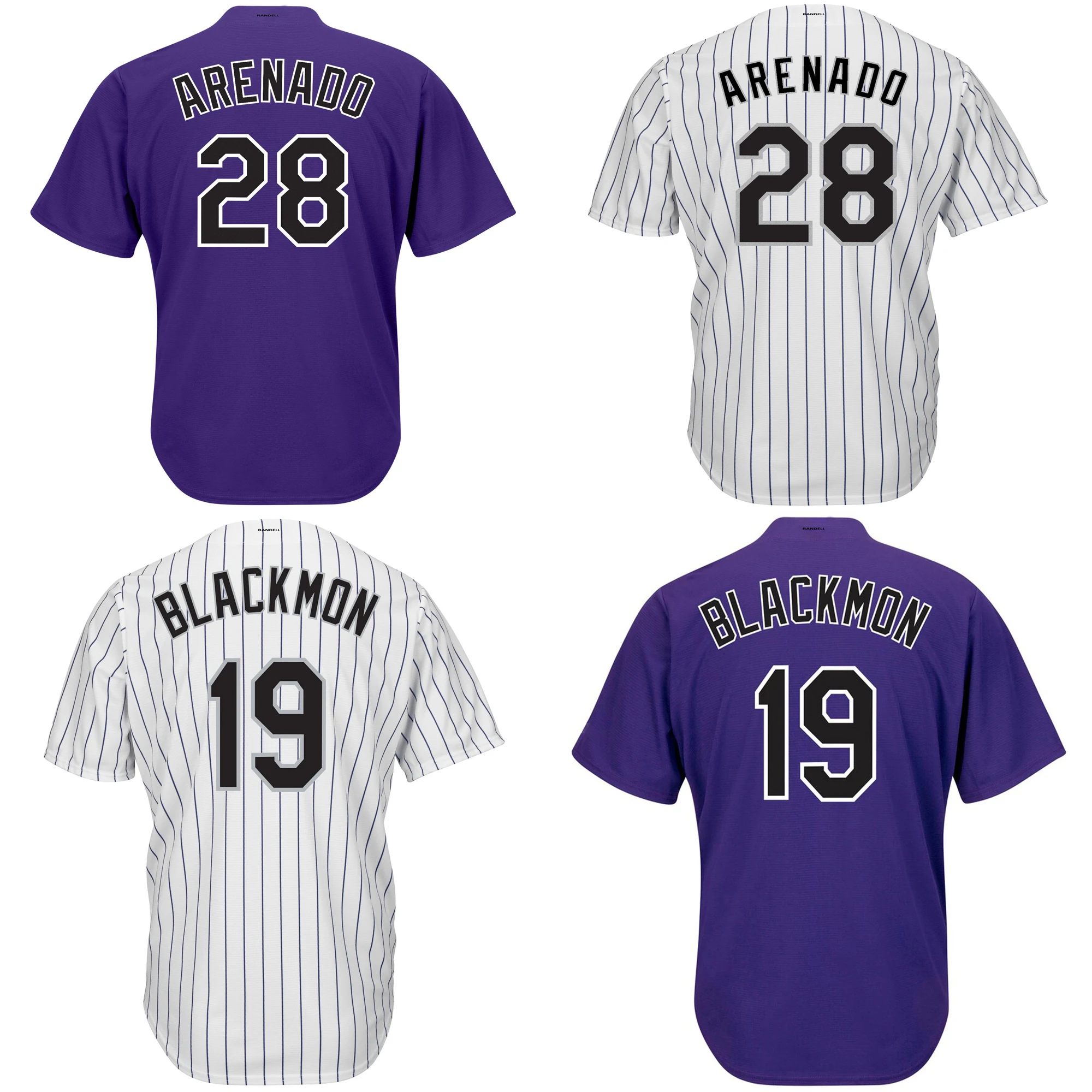 

28 Arenado 19 Blackmon Jersey Men's Baseball Jerseys Colorado White Purple