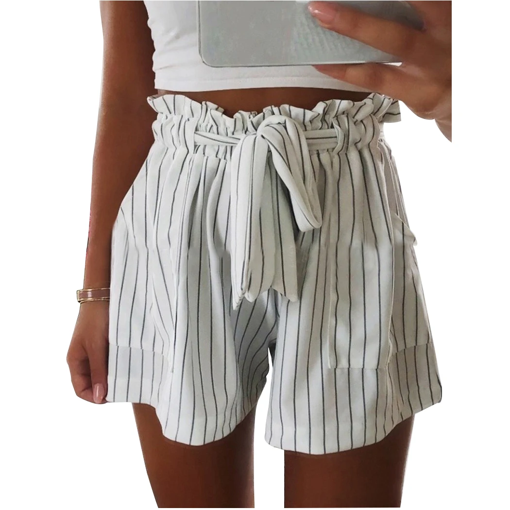 Nuevo 2018 pajarita cinturón Shorts mujeres verano de cintura Shorts mujer Casual caqui negro Ladies Short Femme|Pantalones cortos| - AliExpress