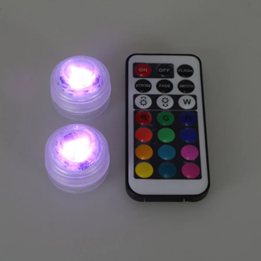 RGB LED Underwater Submersible Lights Round Candle Light Battery