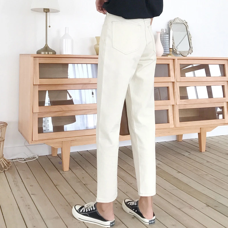 Goede Beige Vriendje Harem Jeans Voor Vrouwen Losse Vintage vrouwen Brede Jeans Met Hoge Taille Katoen Jean Vrouwelijke Boyfriend Denim broek