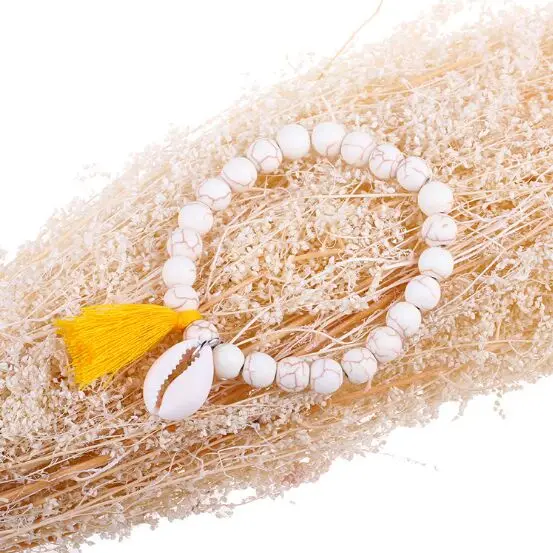 

1pc Natural Seashell Handmade Hand Knit Bracelet Shells Bracelets Beach Ocean Shells Crystal bead Jewerly 8268