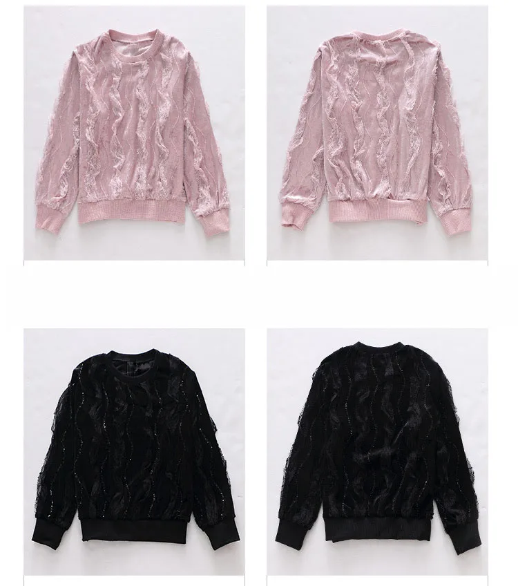 lace patchwork velour little teenage girls t shirts 2017 autumn kids tees black children long sleeve t shirts school clothing  4 5 6 7 8 9 10 11 12 13 14  years old little big teenage girls  long sleeve girls tops t shirt kids girl (5)