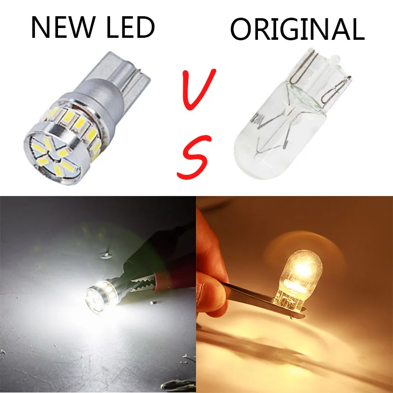 2pcs w5w led T10 LED Bulbs Canbus 18SMD 3014 For Car Parking Position Lights Interior Map Dome Lights 12V White Amber Blue Red (18)