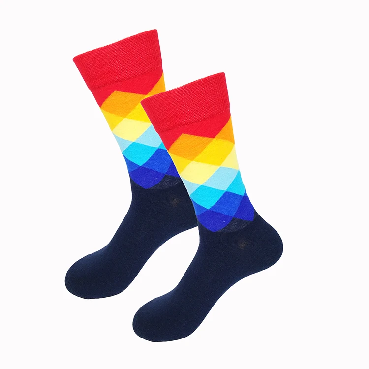 Мужские носки с градиентными цветами, стильные хлопковые мужские гольфы, деловые носки, EUR36-43