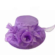 Новые модные женские туфли дерби в Кентукки Солнца шляпа с широкими полями Свадебные Чай вечерние церковь органзы элегантные шляпы с рисунком