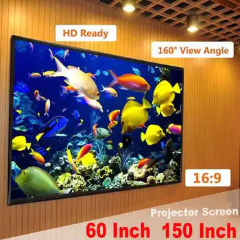 

Portable 60 inch HD Wall Mounted Projection Screen Canvas 16:9 LED Projector Screen For Home Theater Material White Cloth