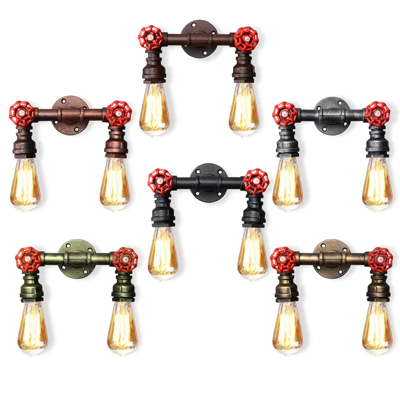 

E27 Vintage Industrial Rustic Wall Sconce Wall Light Fixture Fitting Water Pipes Style 1