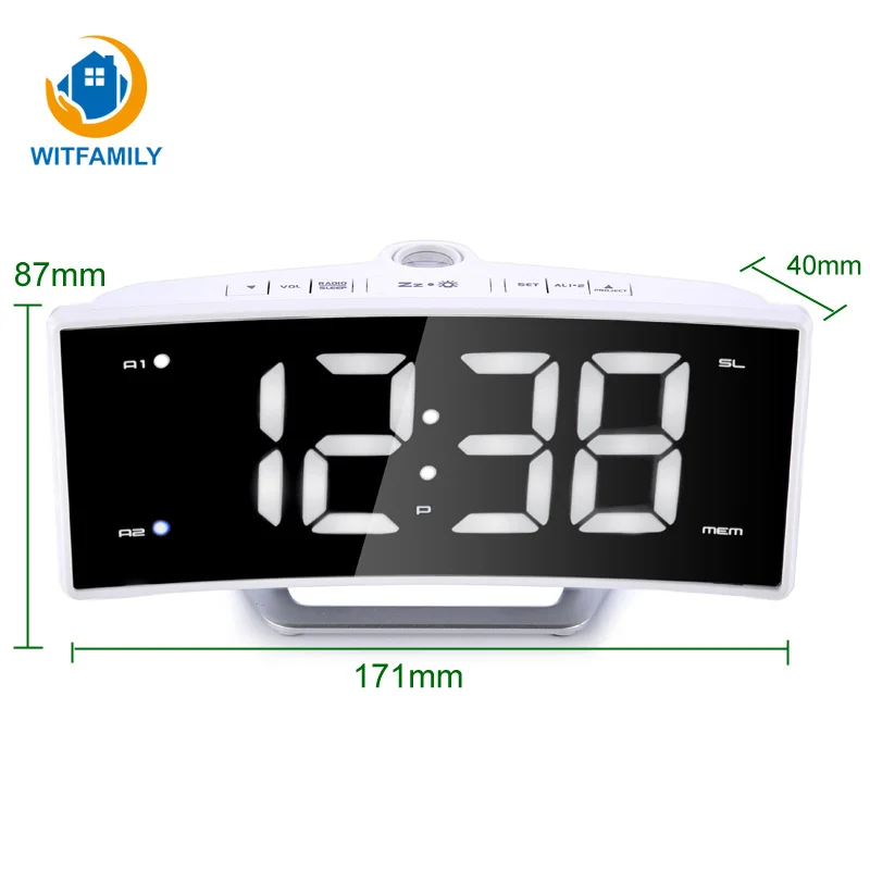 Projection Modern Digital Alarm Clocks FM radio Table Desk ...
