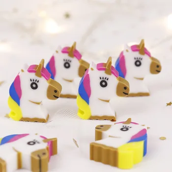 

4pcs/set Cute Cartoon Creative Unicorn Pencil Rubber Eraser Kawaii Mini Animal School Stationery supplies Kids Prize Toys Gift