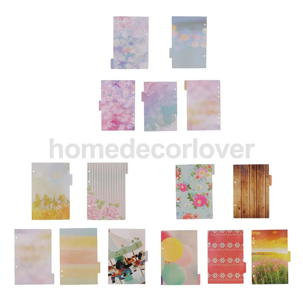 

5 Pieces Different Style Tabbed Index Paper Cards Tabbed Inserts Planner Dividers for A5 Notebook