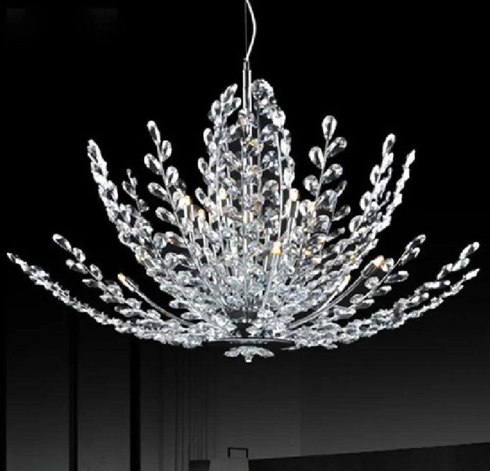 Ac110v 220 v high end luxe chrome gepolijst crystal led hanglampen 2017 lustres art deco home