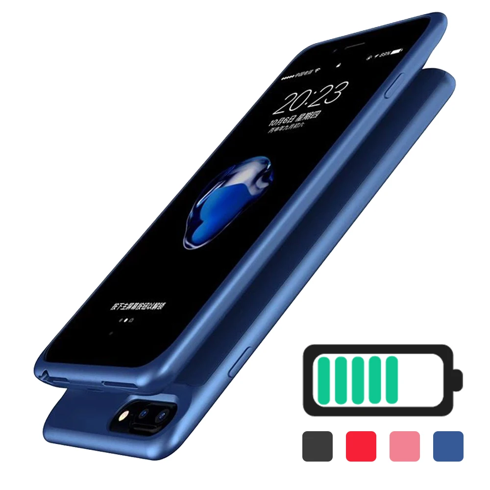 Topzero Power Bank Charger Case For Apple iPhone 6 6S 7 8 Back Clip Battery Case Cover TPU+PC 2500/5000mah Charging Cases Capa