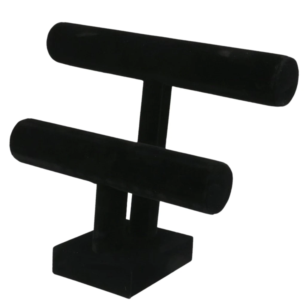 2 уровня-браслет Дисплей держатель с центральным ремешком в виде буквы Т Стенд черный
