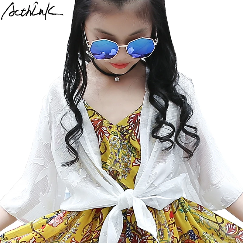 

ActhInK New Girls Summer Dress Lace Cape Bohemian Style 5-15T Girls Chiffon Sun-Protection Cape Girls Casual Dress Bolero, C319