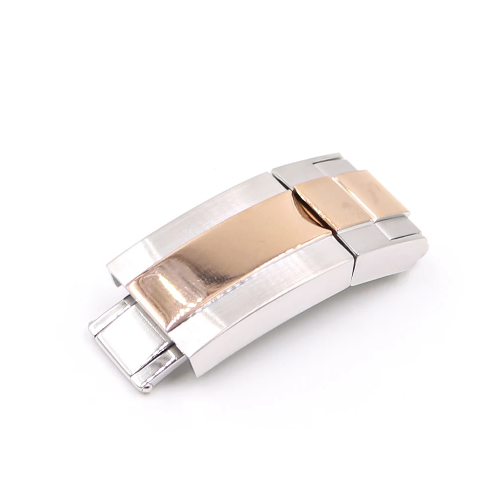 CARLYWET 16m x 9mm Brush Polish Stainless Steel Watch Buckle Clasp Steel For GMT Submariner Bracelet Rubber Leather Band