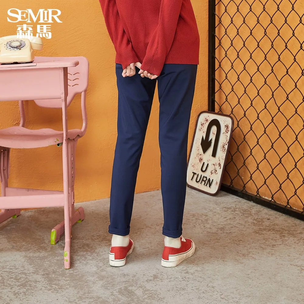 SEMIR женские брюки 2018 зимние узкие повседневные Стрейчевые черные девять cent