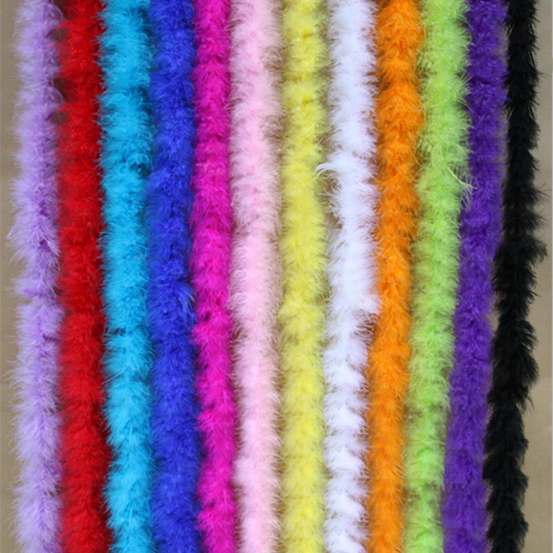 2M Turkey Feather String Ribbons Swansdown Fur Trimming Soft Fluffy Trim Home Party Decoration ribbon decoration 1pcs