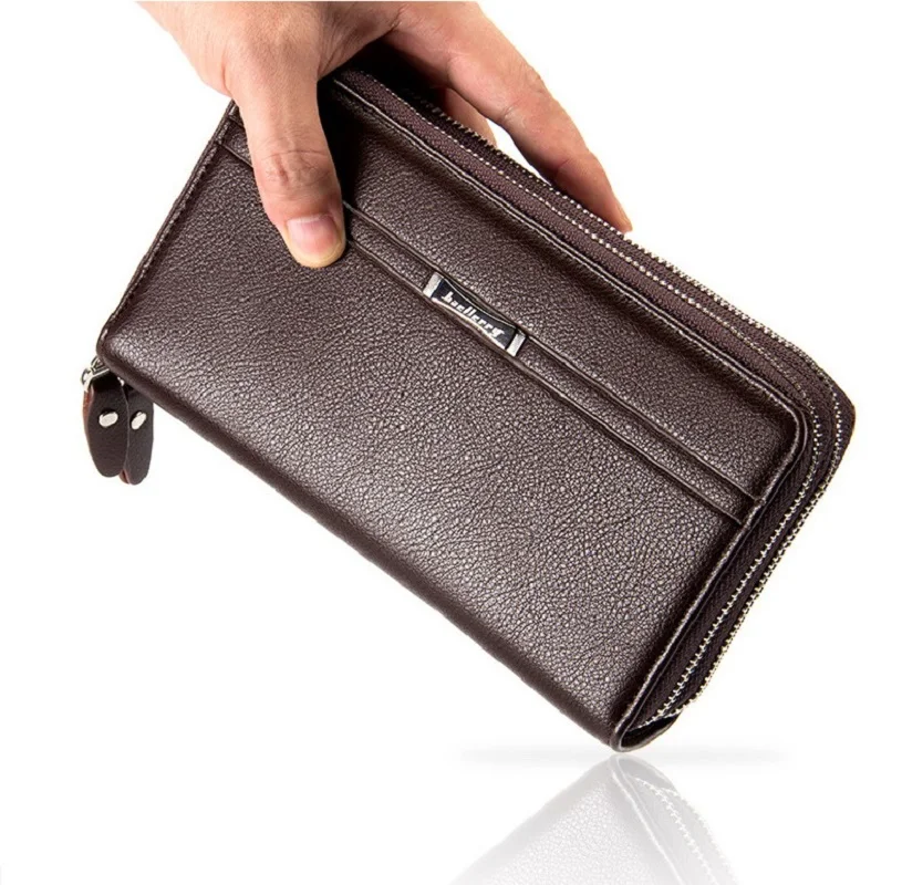 Новые мужские высокого качества двойная молния деньги кошелек кошелек сумки сцепления WA417