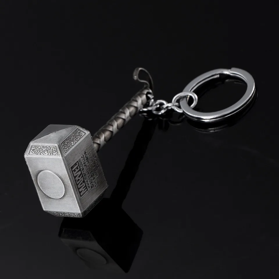 1 pc Vintage Thor Hammer Keychains Avengers for Men Key Rings Movie Key Holder Thor The Dark World Key Finder Bags Key Chain (2)