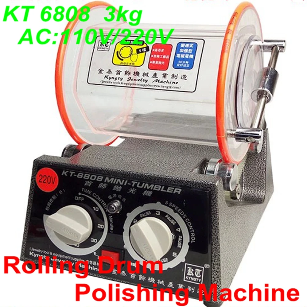 KT 6808 Rolling Drum Polishing Machine Jewelry Vibratory Tumbler Barrel