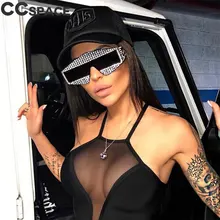 Подиумные шоу прямоугольные солнцезащитные очки для женщин 400 шт блестящие стразы оправа для мужчин 45495 CCSPACE брендовые роскошные очки Модные оттенки