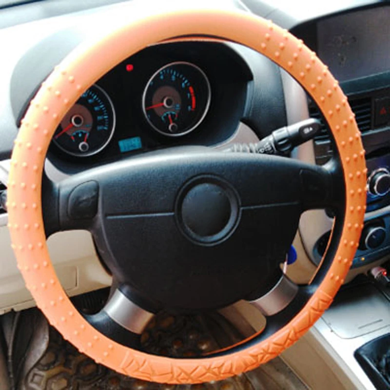 HuiER авто чехол рулевого колеса автомобиля силиконовый 5 цветов противоскользящий для 36-40 см/14,"-15,7" Автомобильный Стайлинг рулевого колеса автомобиля-Чехлы