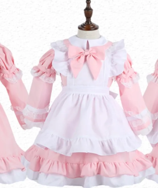 Вечерние платья Алисы в стране чудес на Хэллоуин для маленьких девочек; костюм горничной для девочек; Детский карнавальный костюм Лолиты; цвет розовый, синий - Цвет: pink long sleeve