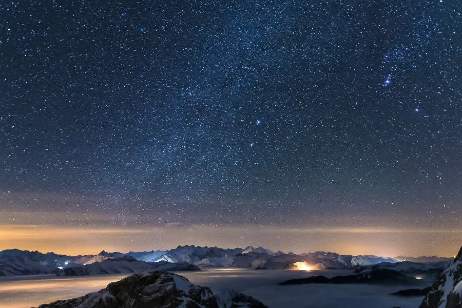 Bricolage Cadre Nature Montagne Galaxie Nuit Paysage