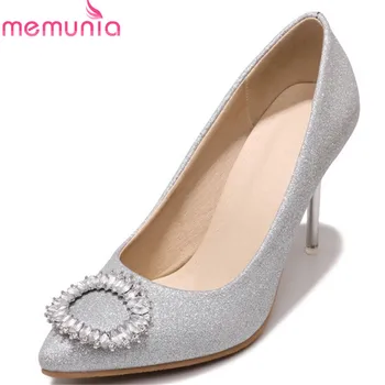 

MEMUNIA 2020 drop shipping women pumps elegant shallow spring summer shoes crystal stiletto heels party wedding shoes woman