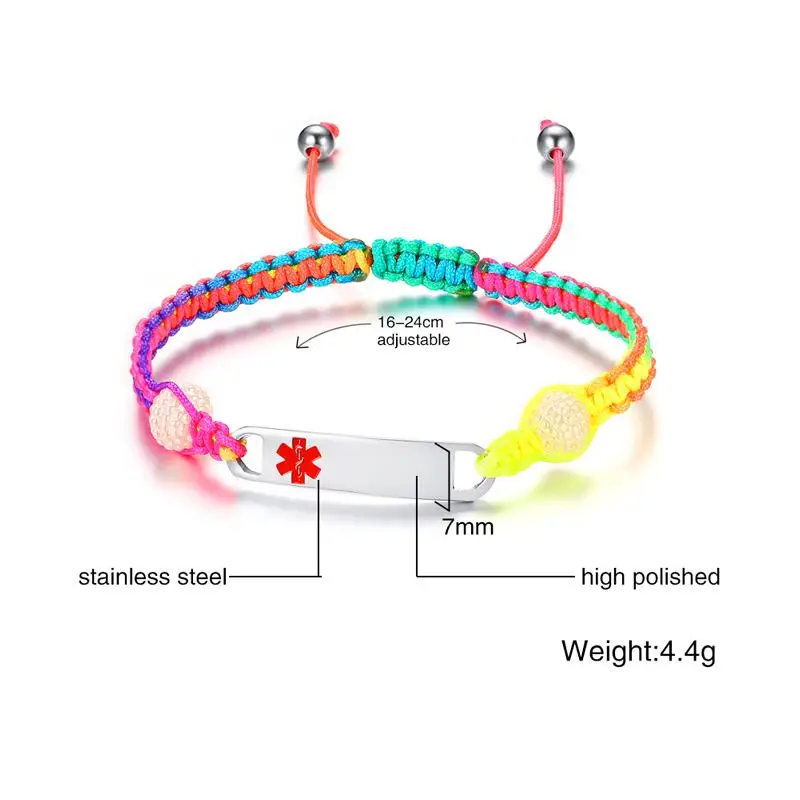 Vnox гравировка девочек Спецодежда медицинская Браслеты ювелирные id Нержавеющая сталь малыш аварийного оповещения ювелирные изделия Регулируемая Длина