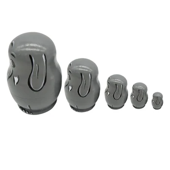 

5Pcs Wooden Russia Nesting Dolls Cute Elephant Shape Crafts Toys Gift for kids