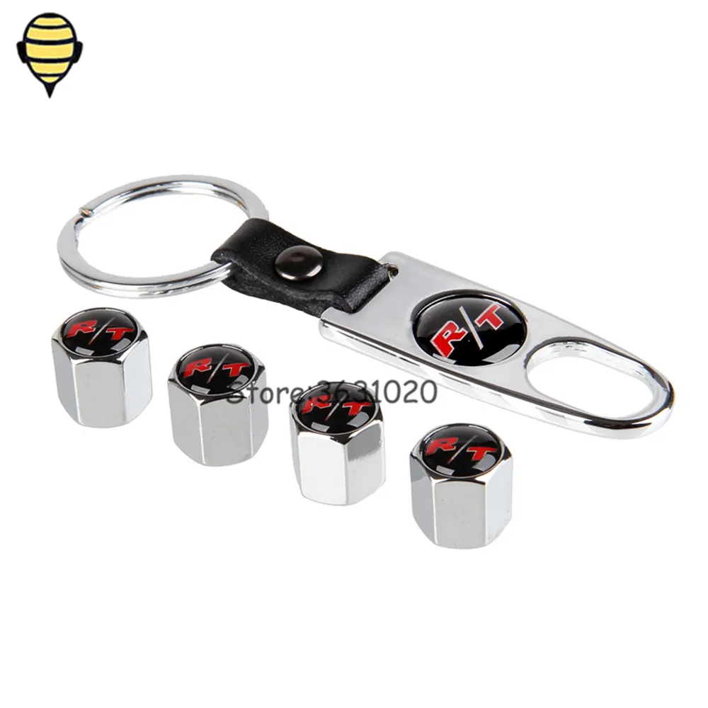 For RT Logo For Dodge Caravan Nitro Challenger JCUV Caliber RAM Journey Charger Car Accessories Tires Valve Caps With Keychain For RT Logo For Dodge Caravan Nitro Challenger JCUV Caliber RAM Journey Charger Car Accessories Tires Valve Caps With Keychain