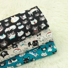 Половина ярда мультфильм кошка печать импорт хлопок лен Ретро-ткань ручной работы «сделай сам» Лоскутная работа рот золотой пакет ткань для подушек A748