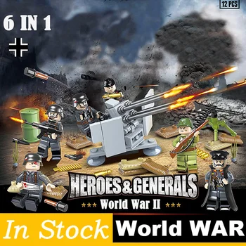 

6pcs German Army SWAT World War 2 Soldier Military Weapon Gun Building Block Figures Bricks Toys children Gifts Legoing Technic