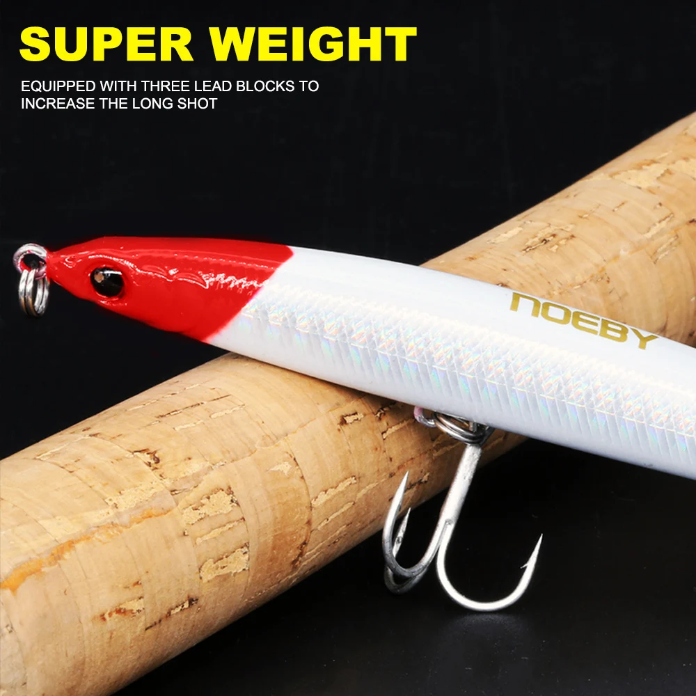 Тонкий длинный карандаш, жесткая приманка NOEBY 125 мм/21,5 г, приманка для ловли рыбы, искусственная воблер VMC, крючок, 3D глаза для морских птиц