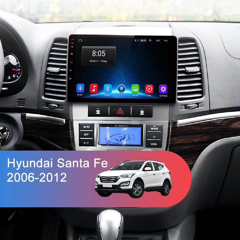 Junsun 2G+ 32G Android 8,1 для hyundai Santa Fe 2006-2012 Авто 2 din Радио стерео плеер Bluetooth gps навигация нет 2din dvd