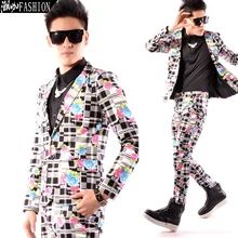 M-6XL!/красивый не может стоить индивидуальность клетчатый костюм сценический, Европа и Корея версия мужской одежды шоу