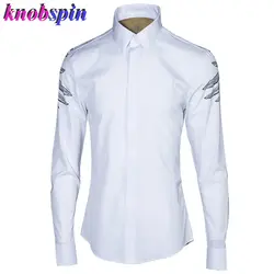 2019 модный принт рубашки мужчины с длинным рукавом Тонкий Повседневная Женская сорочка homme высокое качество 80% хлопок футболки мужской