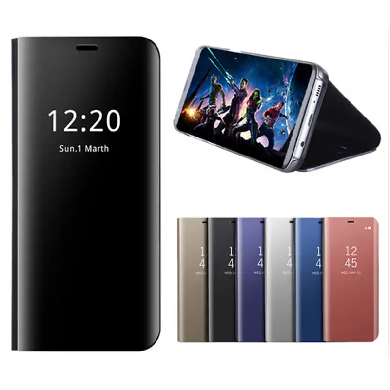 For Oppo A3 A5 F9 Case Plating Mirror Flip Luxury Clear View Pu Leather Cover For Oppo F9 A5 A3 Capa Holder Stand Full Coque