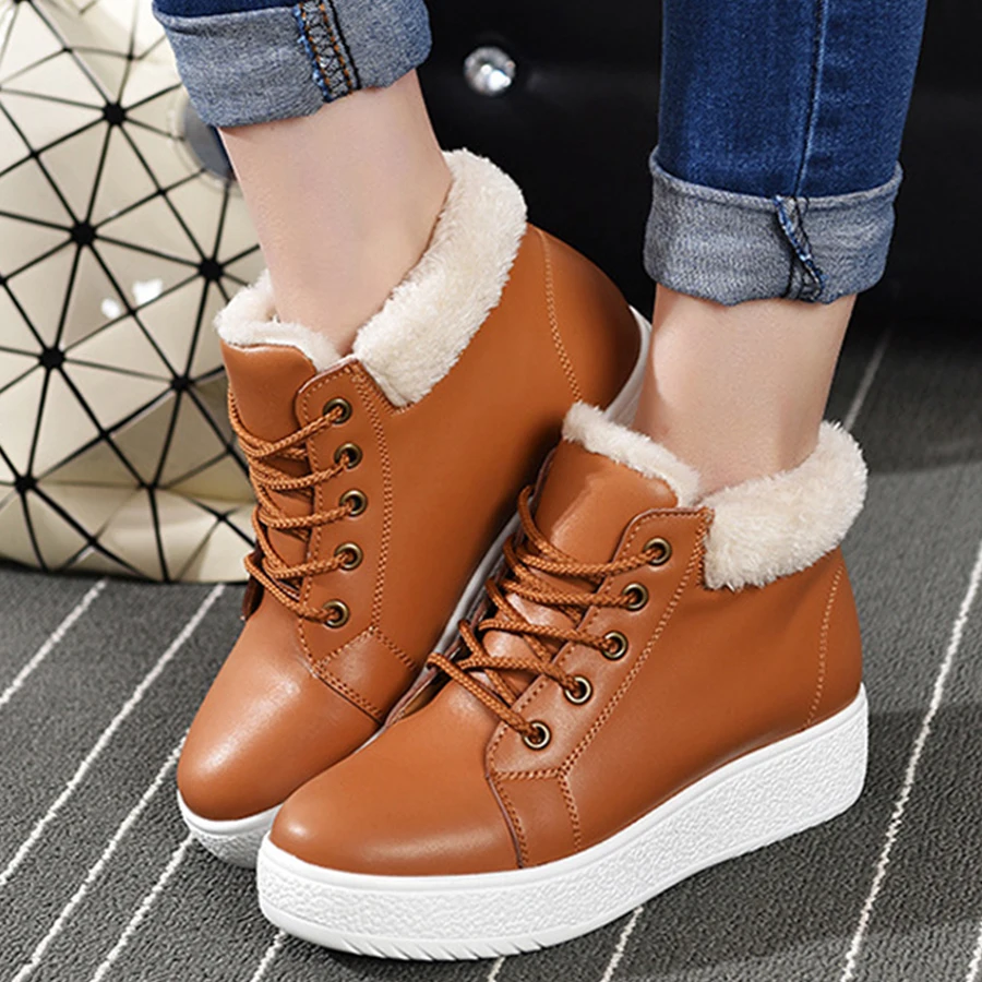 

VTOTA Fur Female Warm Ankle Boots Women Boots Winter Snow Boots Waterpfoof PU Platform Casual Shoes Botas Mujer Shoes Woman H201