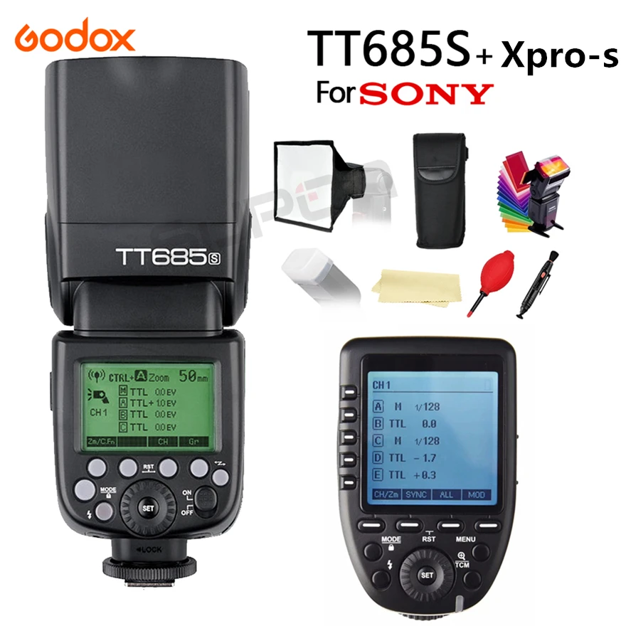 Беспроводная вспышка Godox TT685S 2 4G HSS 1/8000s TTL + триггер Xpro s для Sony A77II A7RII A7R A58 A9 A99 A6300