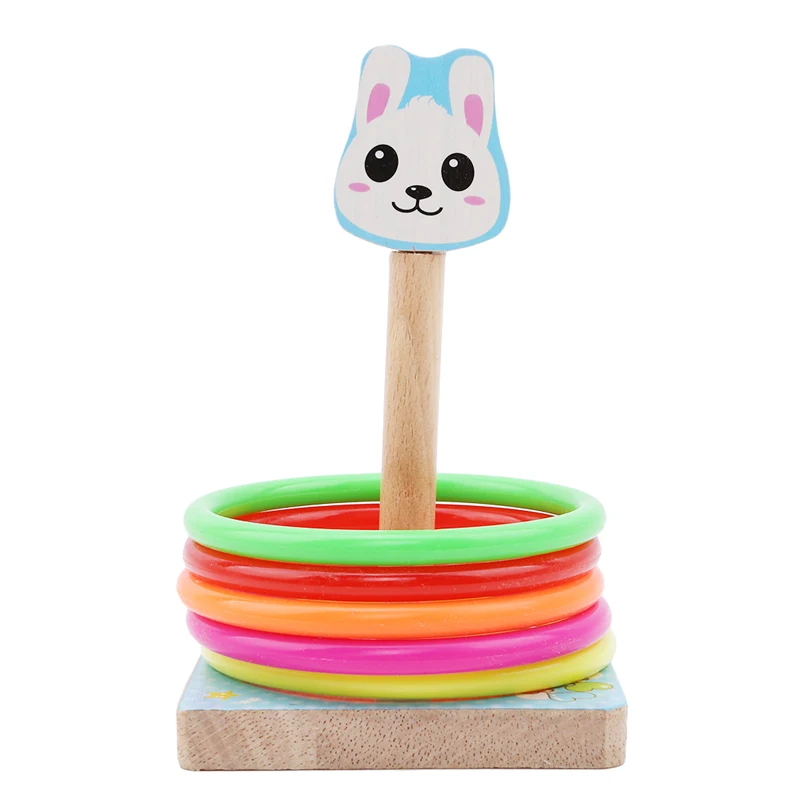 Деревянные игрушки животные кролик/панда/кошка/собака метание Кольца Развивающие игрушки для детей 3 лет Развивающие игрушки - Цвет: rabbit