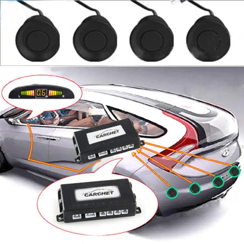 Car LED 4 Sensor Parking Reverse Backup Reversing Radar Radar Detectors Car Electronic