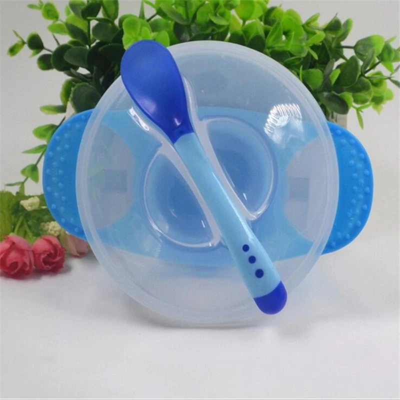 Baby PP Feeding Dinnerware Set Infant With Suction Cup Bowl And Temperature Sensing Spoon Set Kids Training Tableware Baby PP Feeding Dinnerware Set Infant With Suction Cup Bowl And Temperature Sensing Spoon Set Kids Training Tableware
