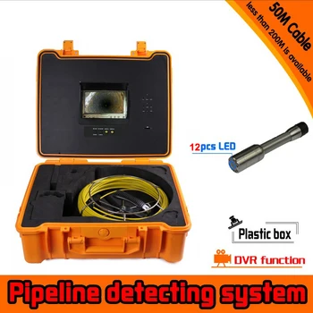 

50m Cable Fiber Glass 7'' TFT LCD DVR Waterproof Pipe Sewer Inspection Camera 1/3 CMOS 12 Leds Endoscope Snake Camera